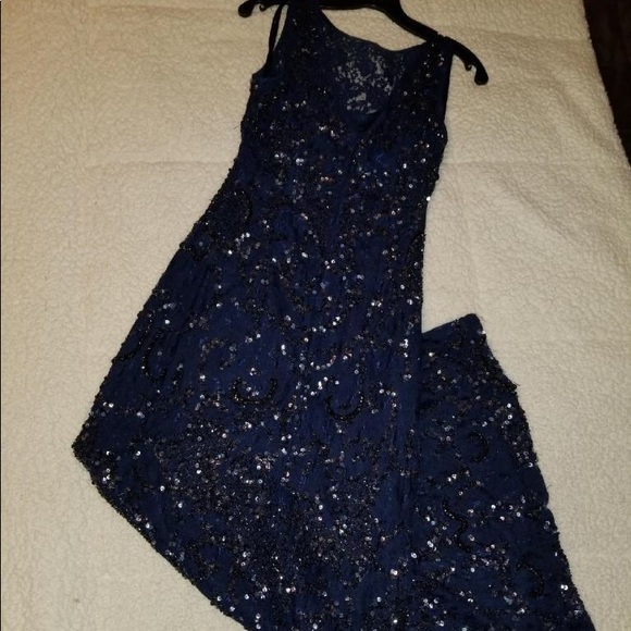 💙LONG SPARKLY GOWN (NAVY BLUE) - Picture 5 of 6